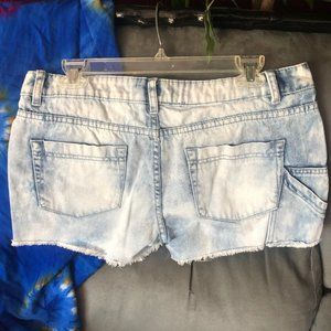 Inked & Faded Bleached Denim Shorts